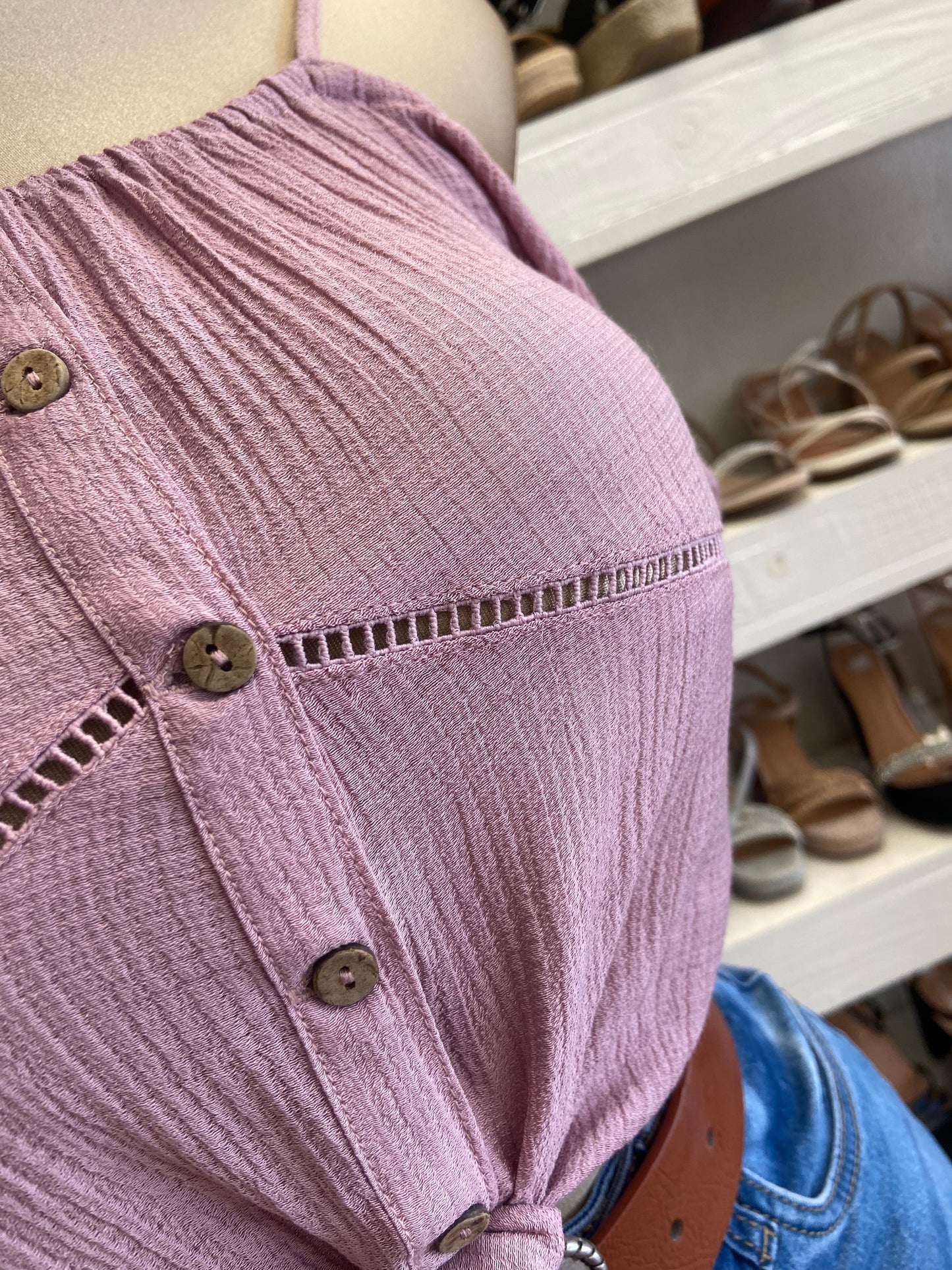 Pink Mauve Button Up Top