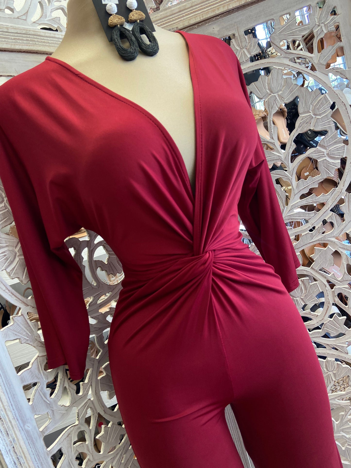 Burgundy Knotted Jumpsuit