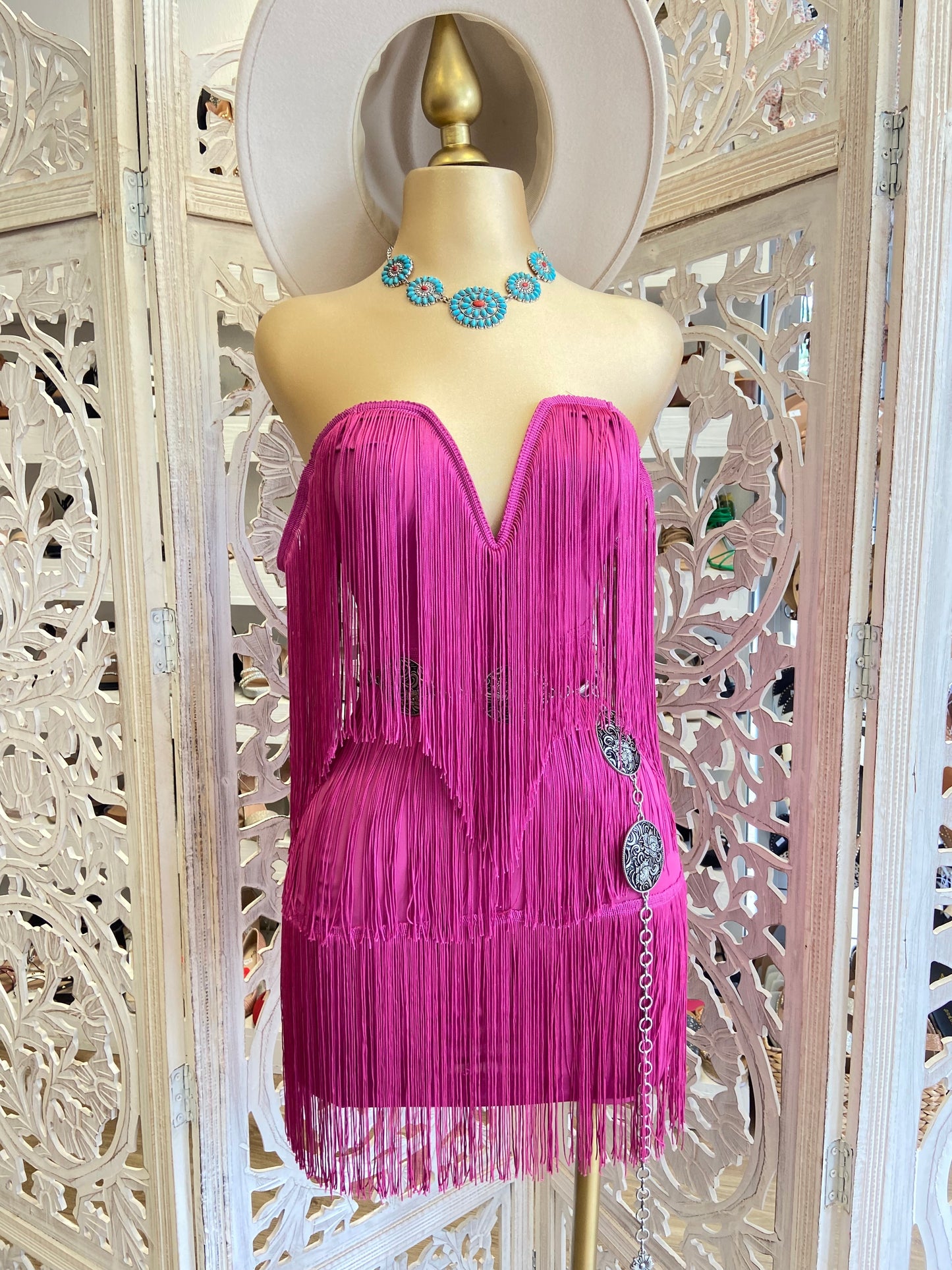 Magenta Fringe Dress