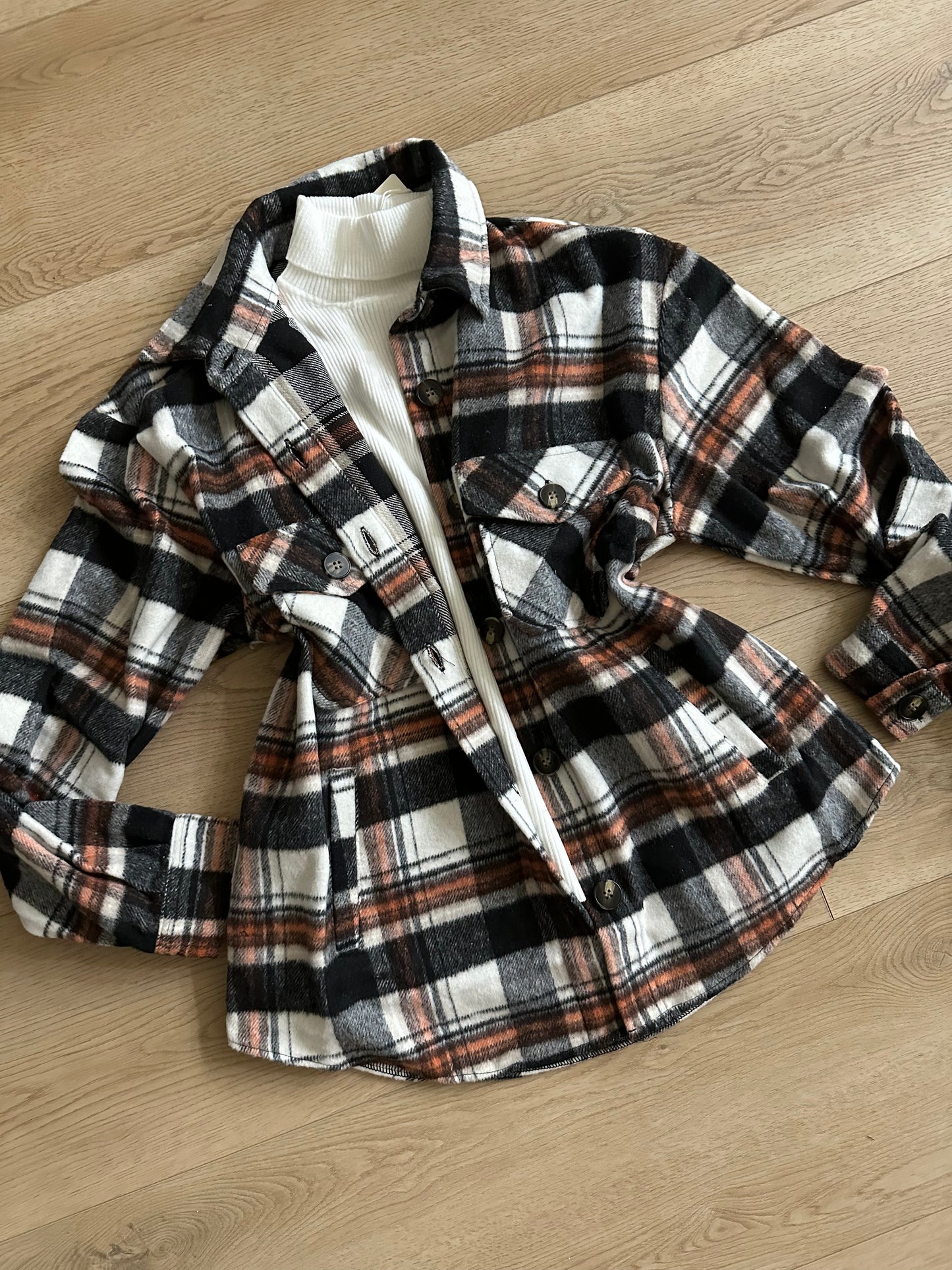 Black and Brick Flannel Jacket