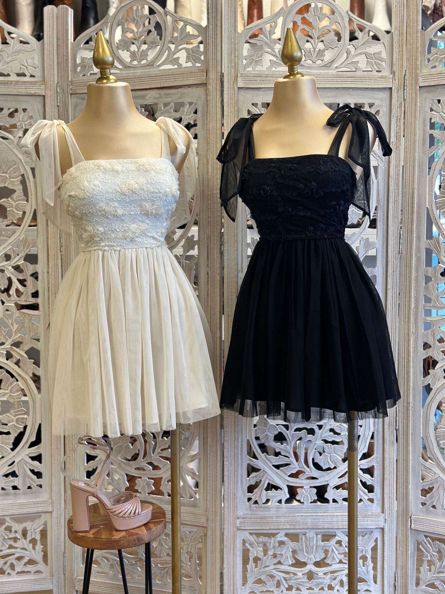 Tulle Bow Strap Dress- Not Stretchy