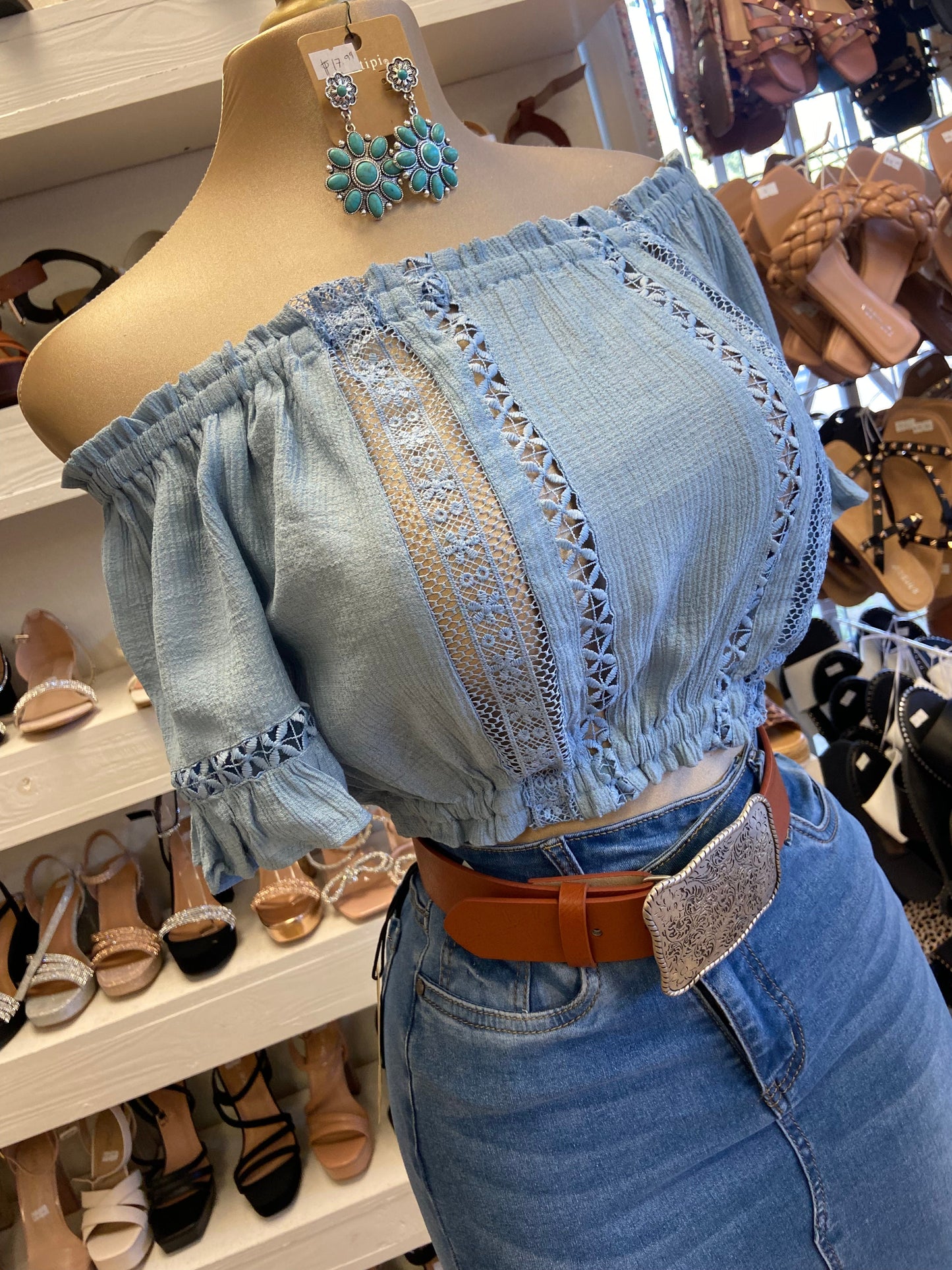 Blue Lace Detail Top