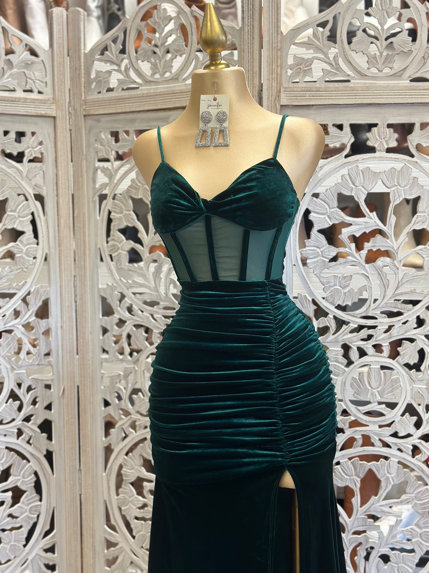 Green Velvet Corset Gown