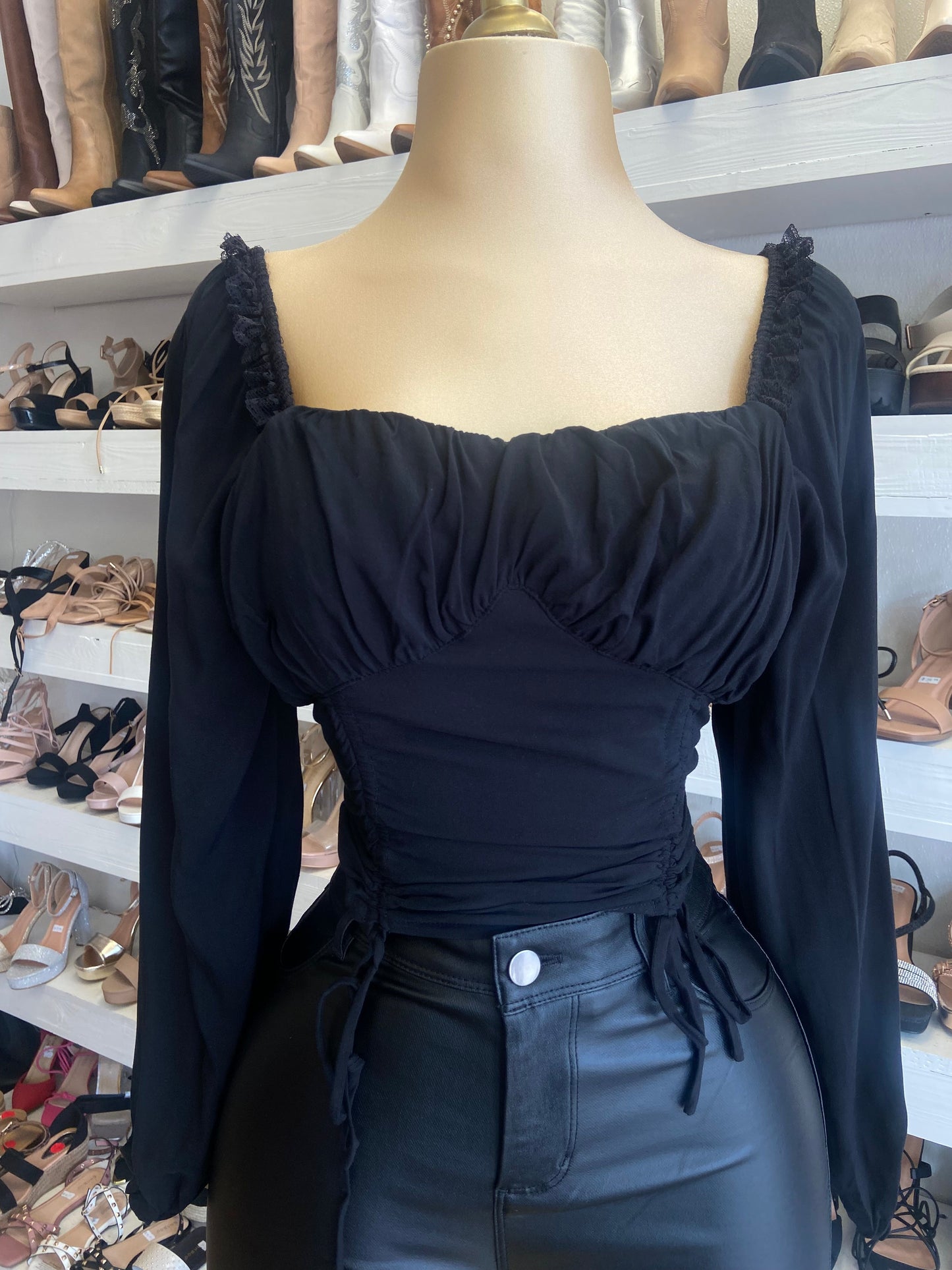 Black Ruched Blouse