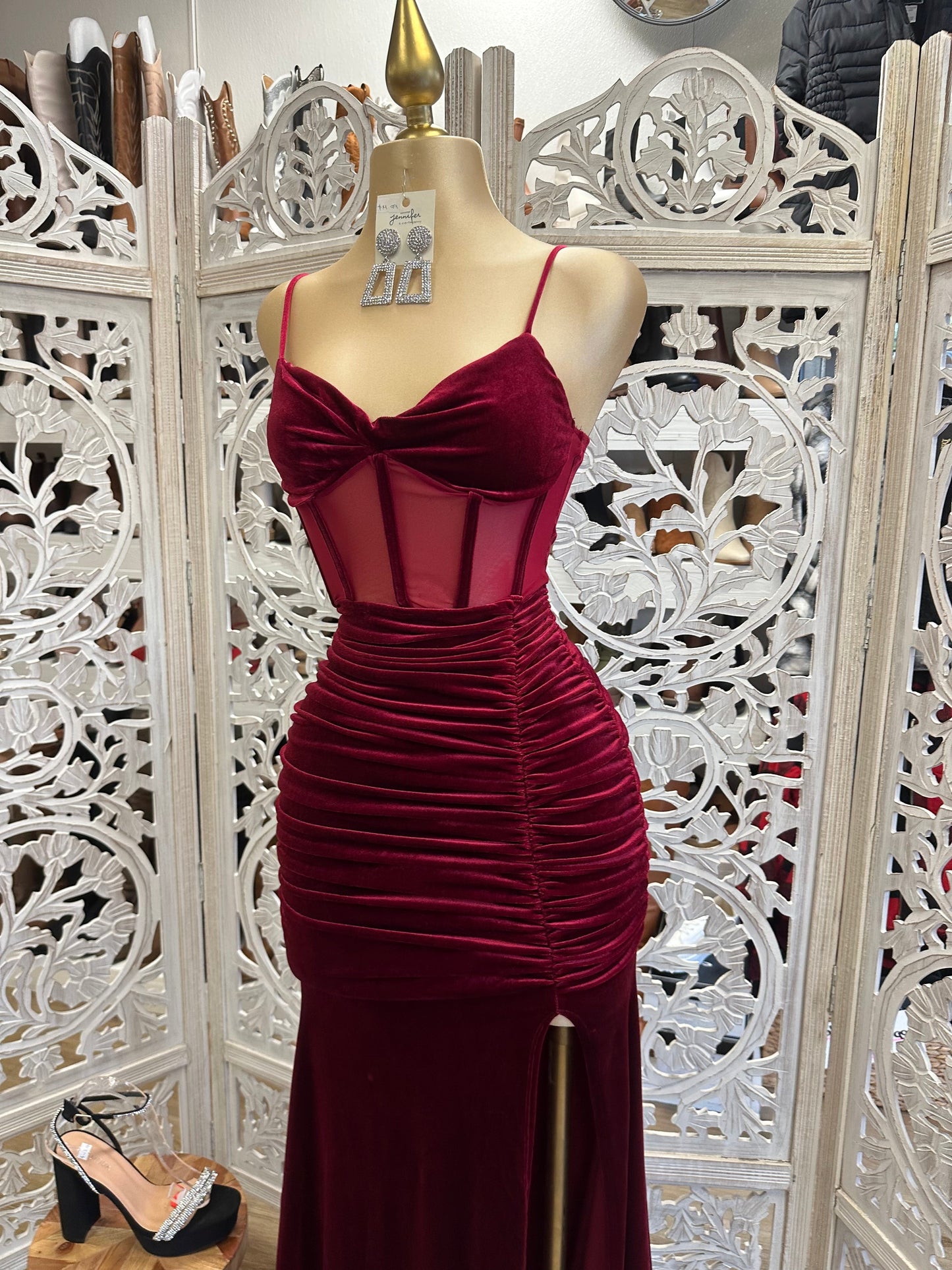 Burgundy Velvet Corset Gown