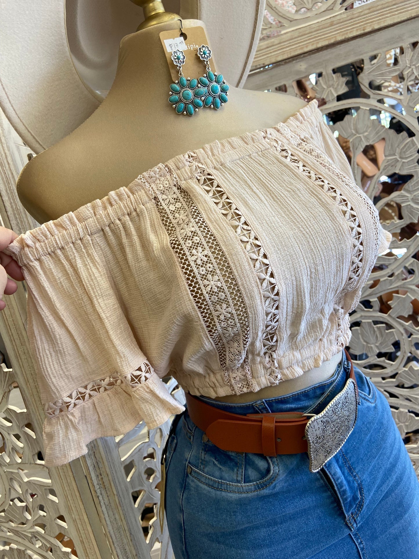 Cream Lace Detail Top