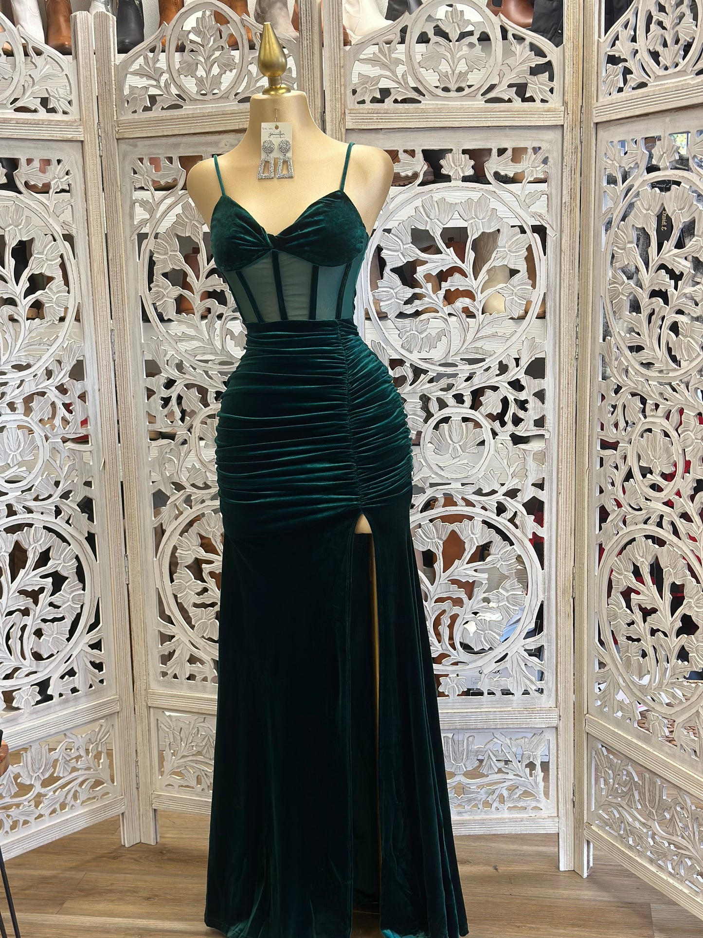 Green Velvet Corset Gown