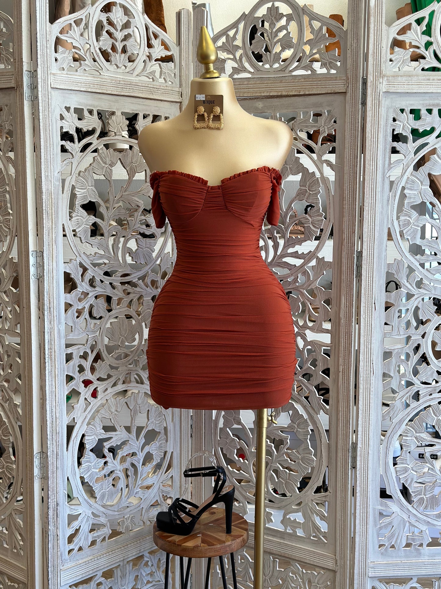 Rust Mini Bodycon Dress