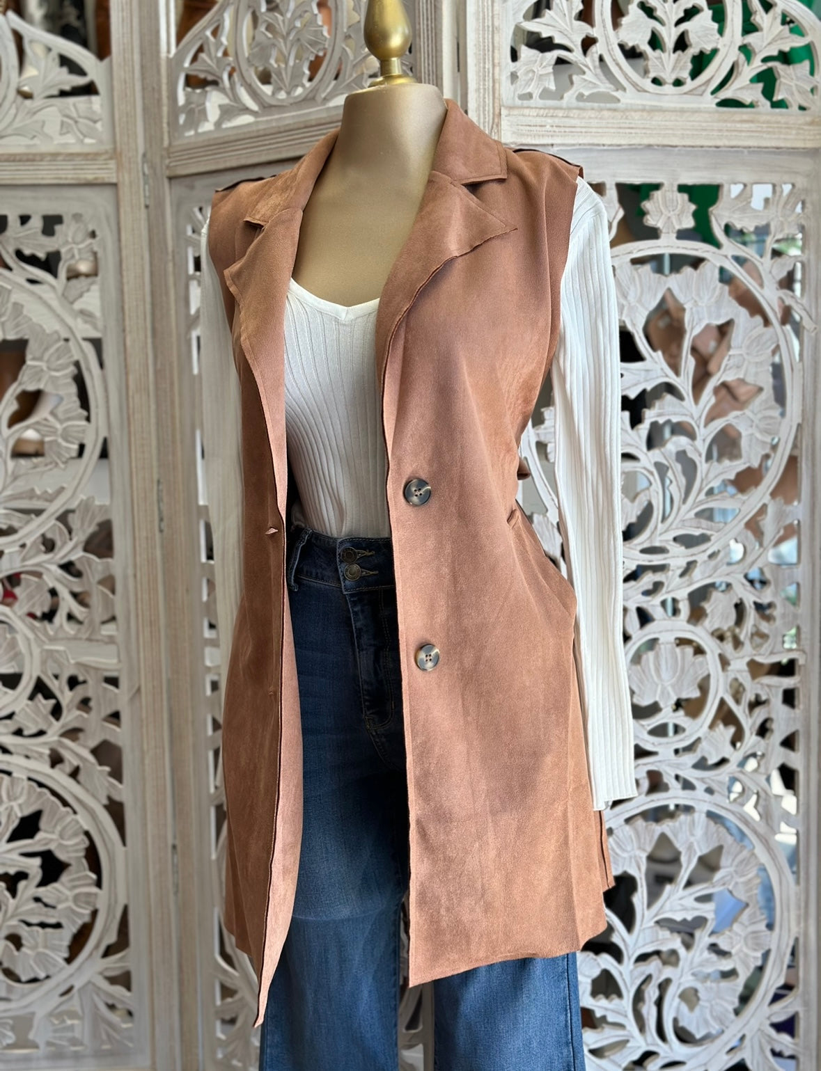 Suede Blazer Vest