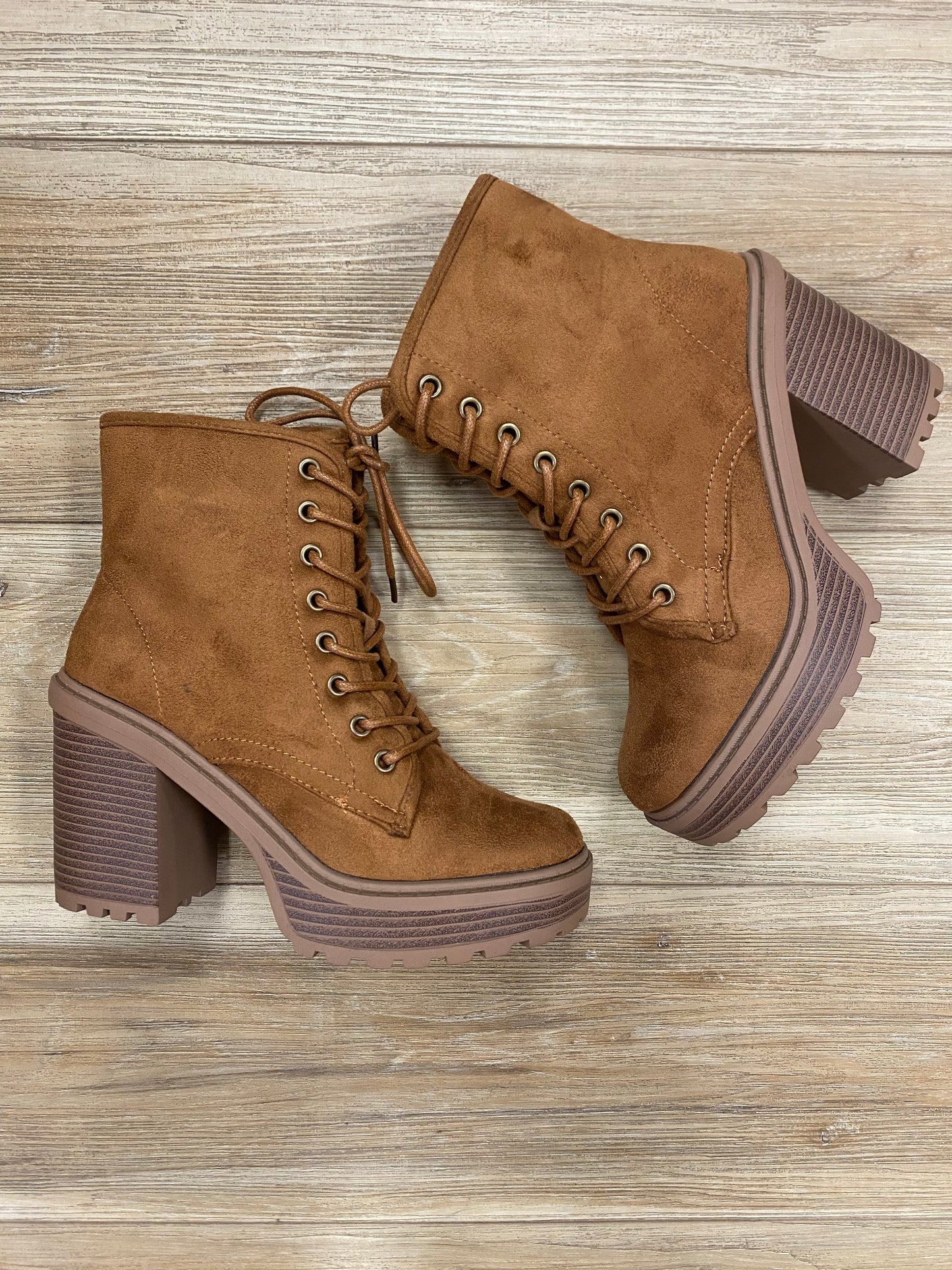 Brown Suede Heeled Booties