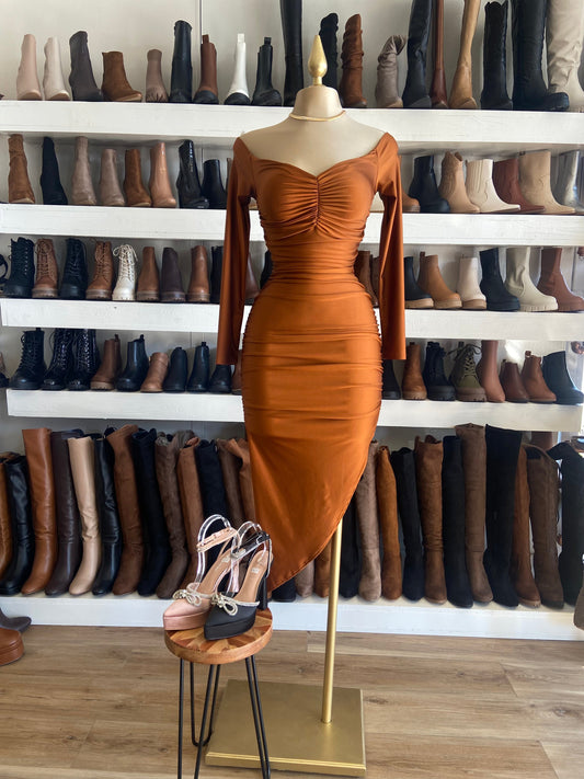 Copper Ruched Dress