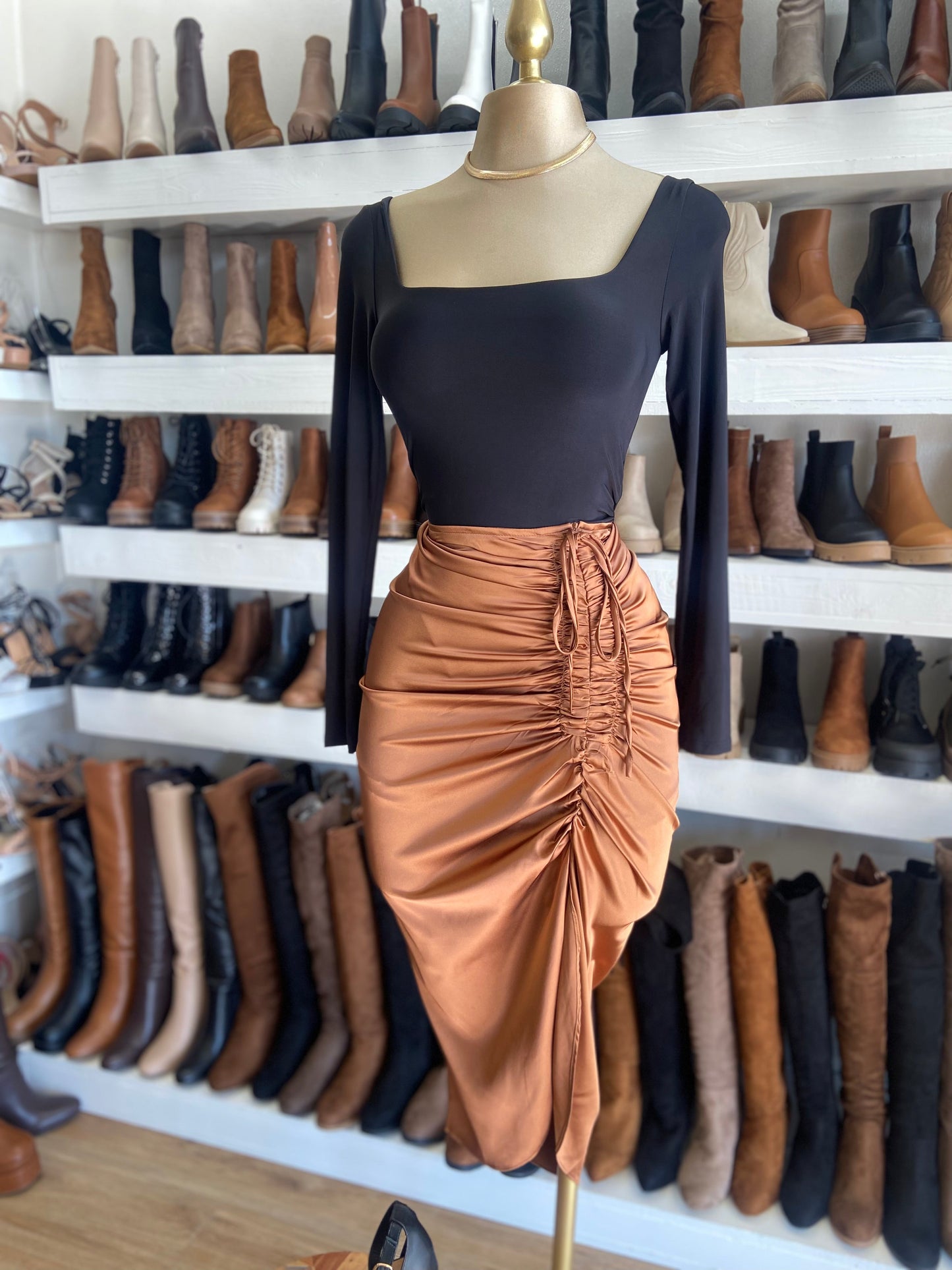 Ruched Copper Skirt