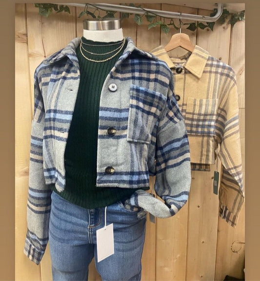 Cropped Flannel Jacket