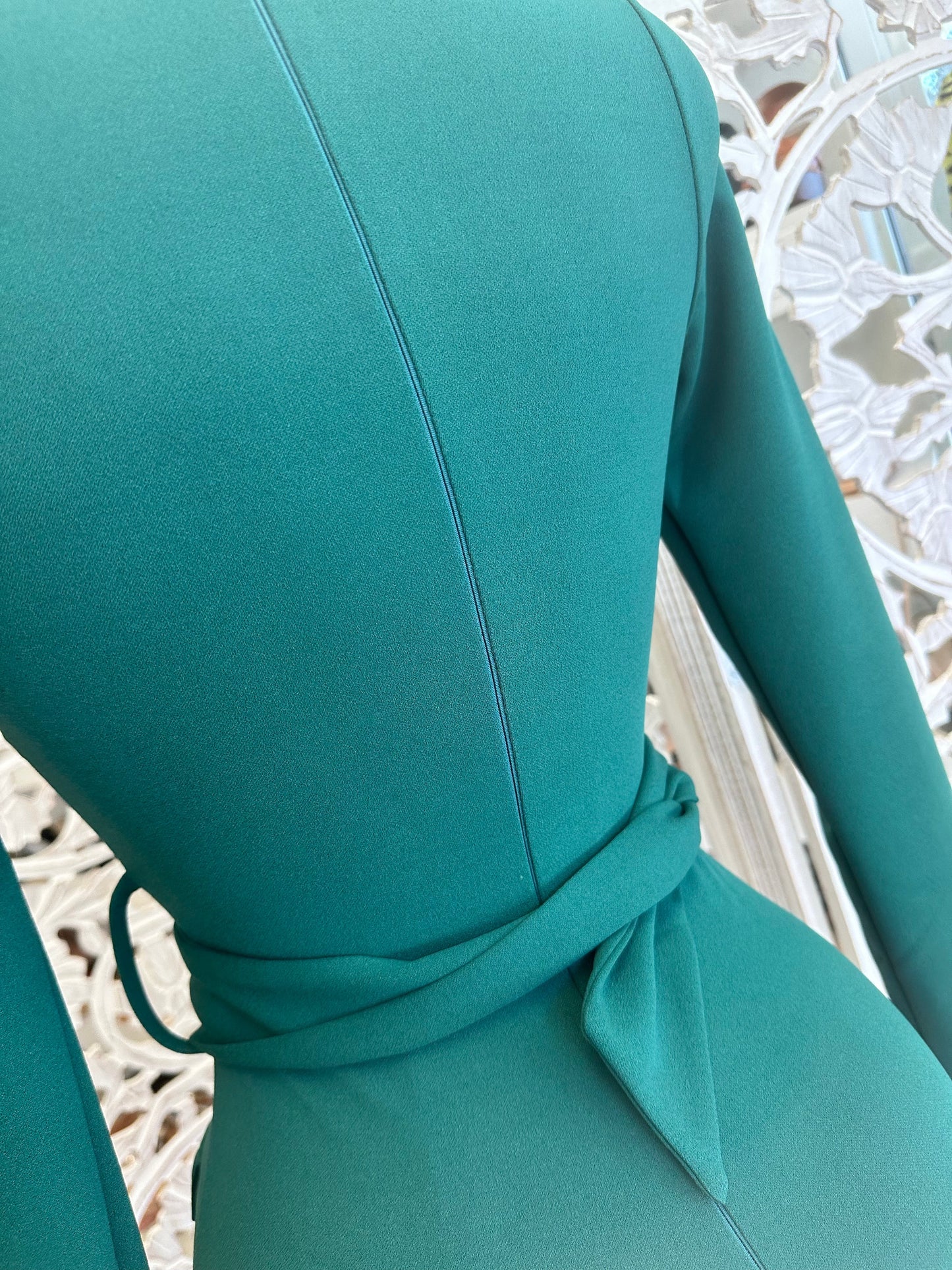 Green Wrapped Button Detail Dress