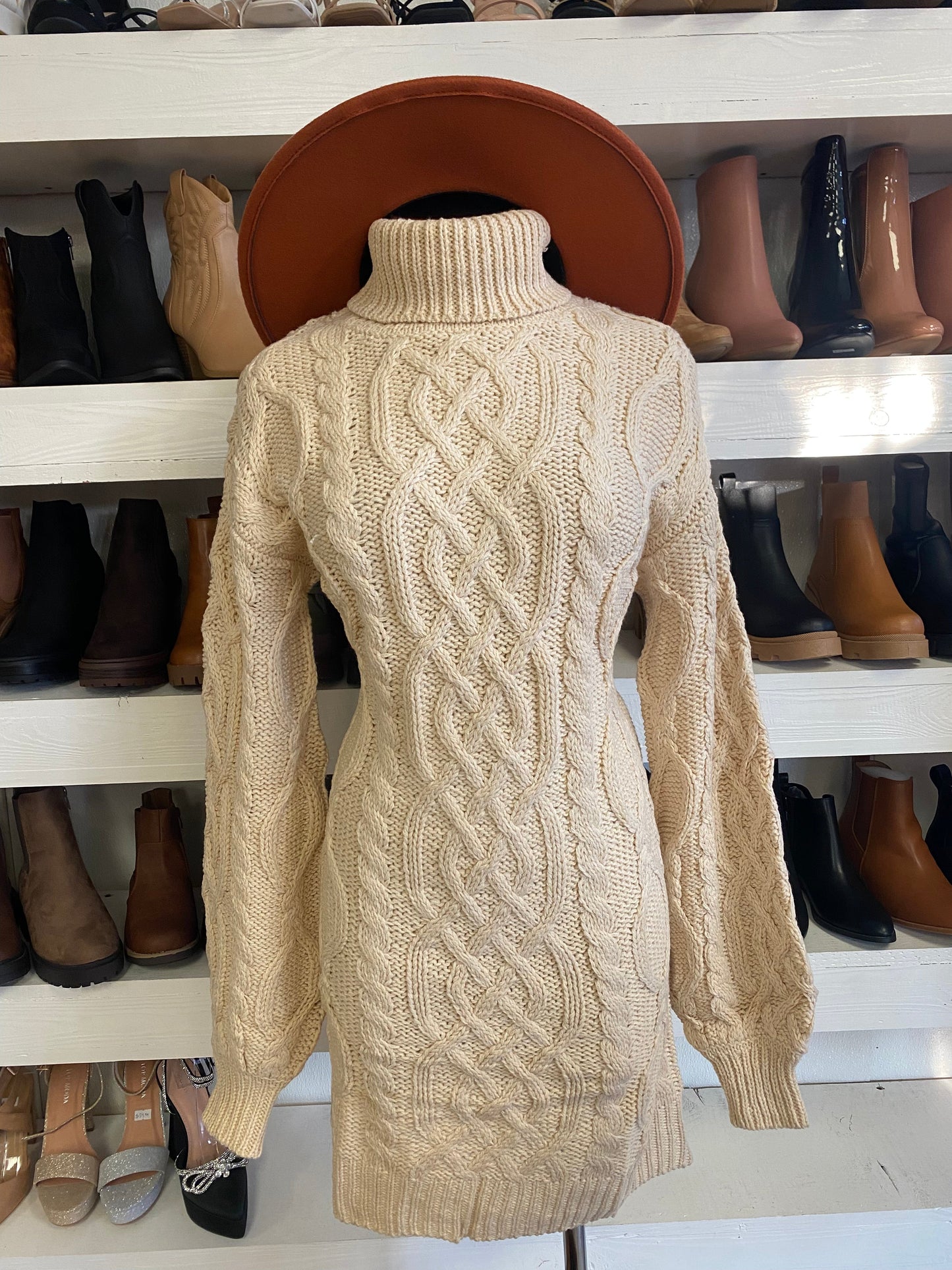 Knit Turtleneck Sweater Dress