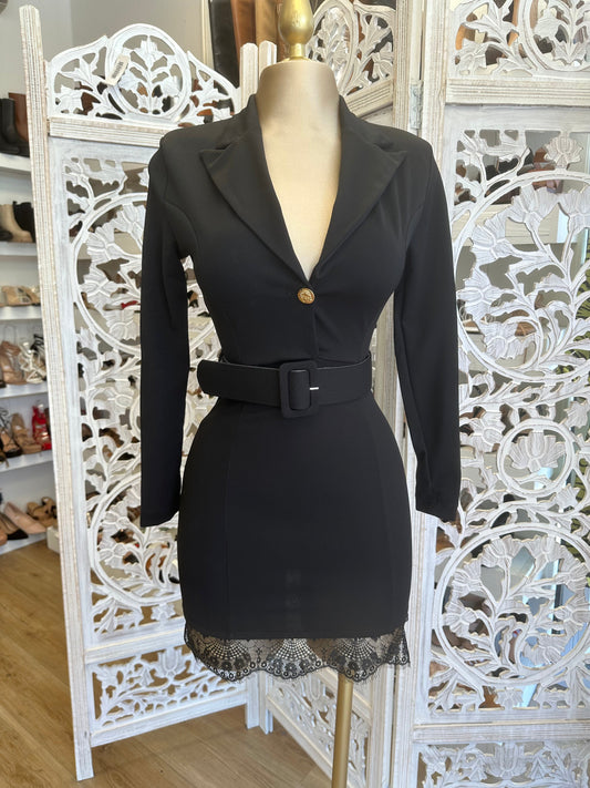 Black Lace Trim Dress