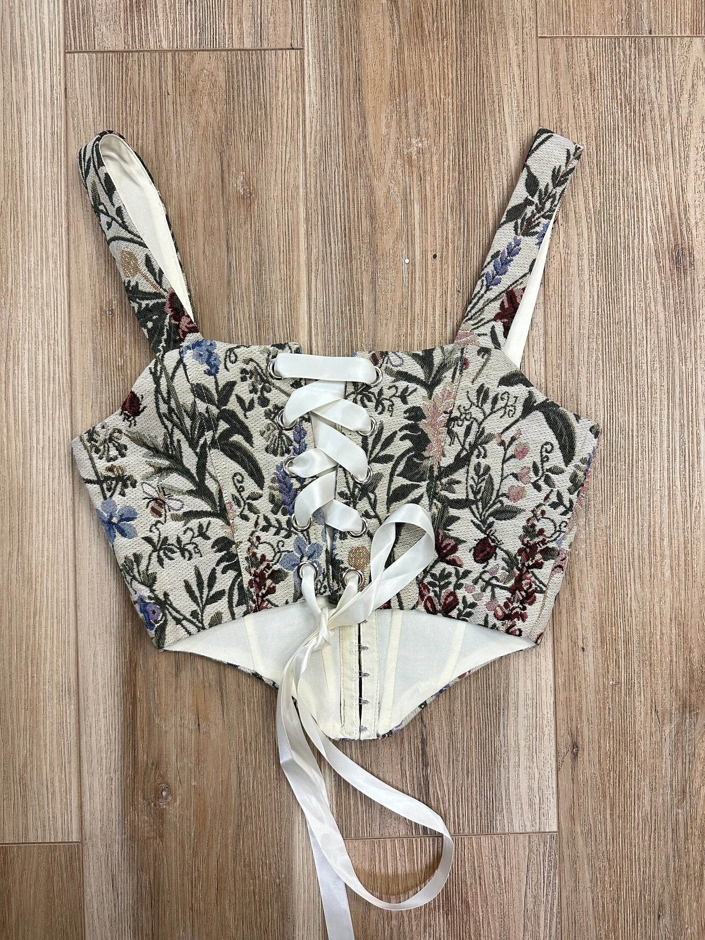 Print Satin Tie Corset