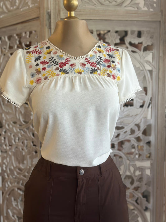 White Embroidered Top