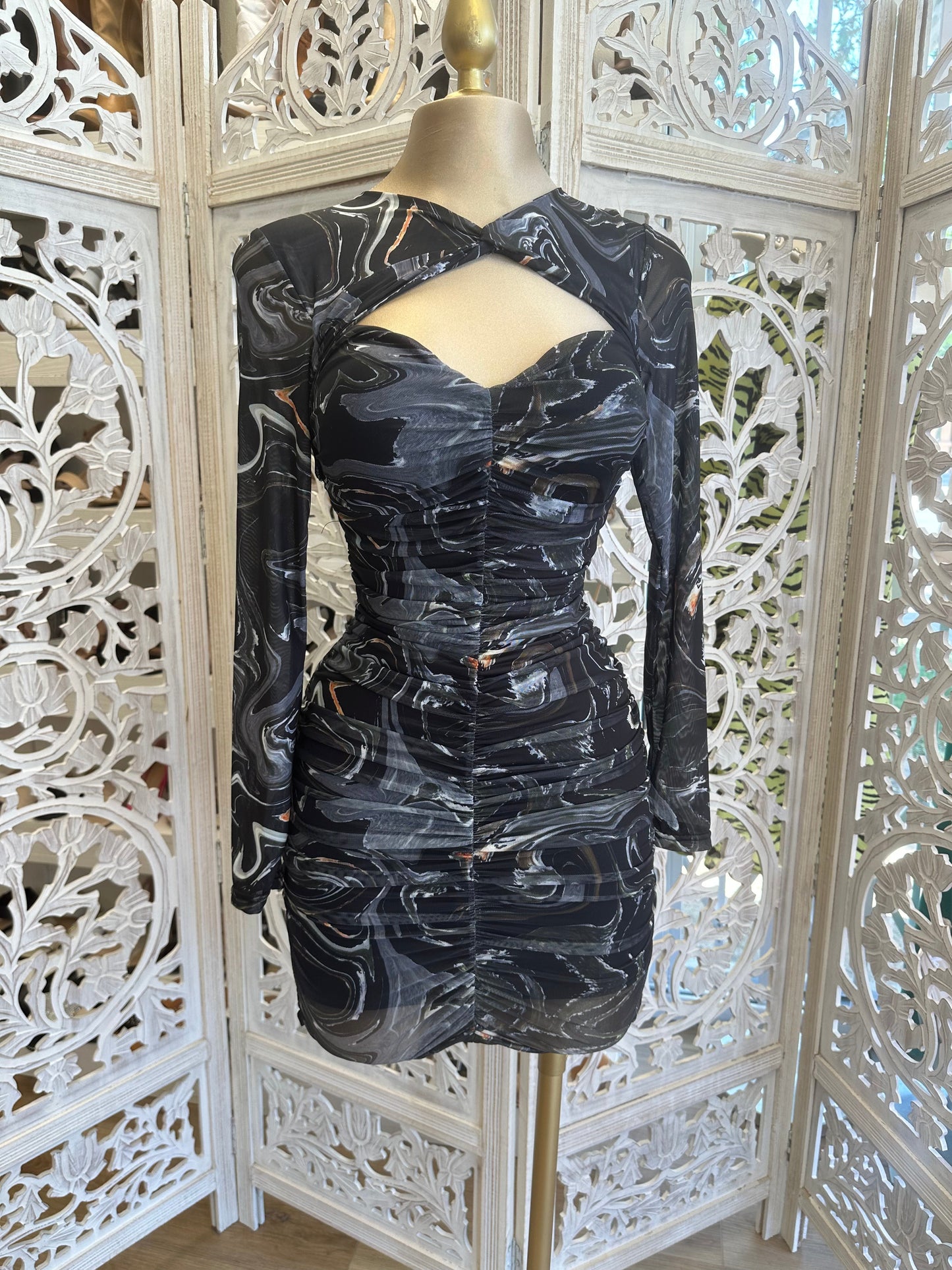 Black Pattern Cutout Dress