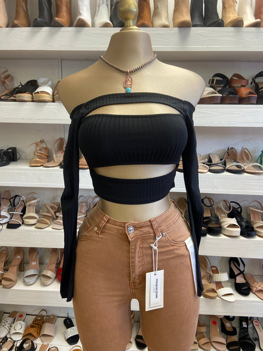 Square Neck Cutout Crop