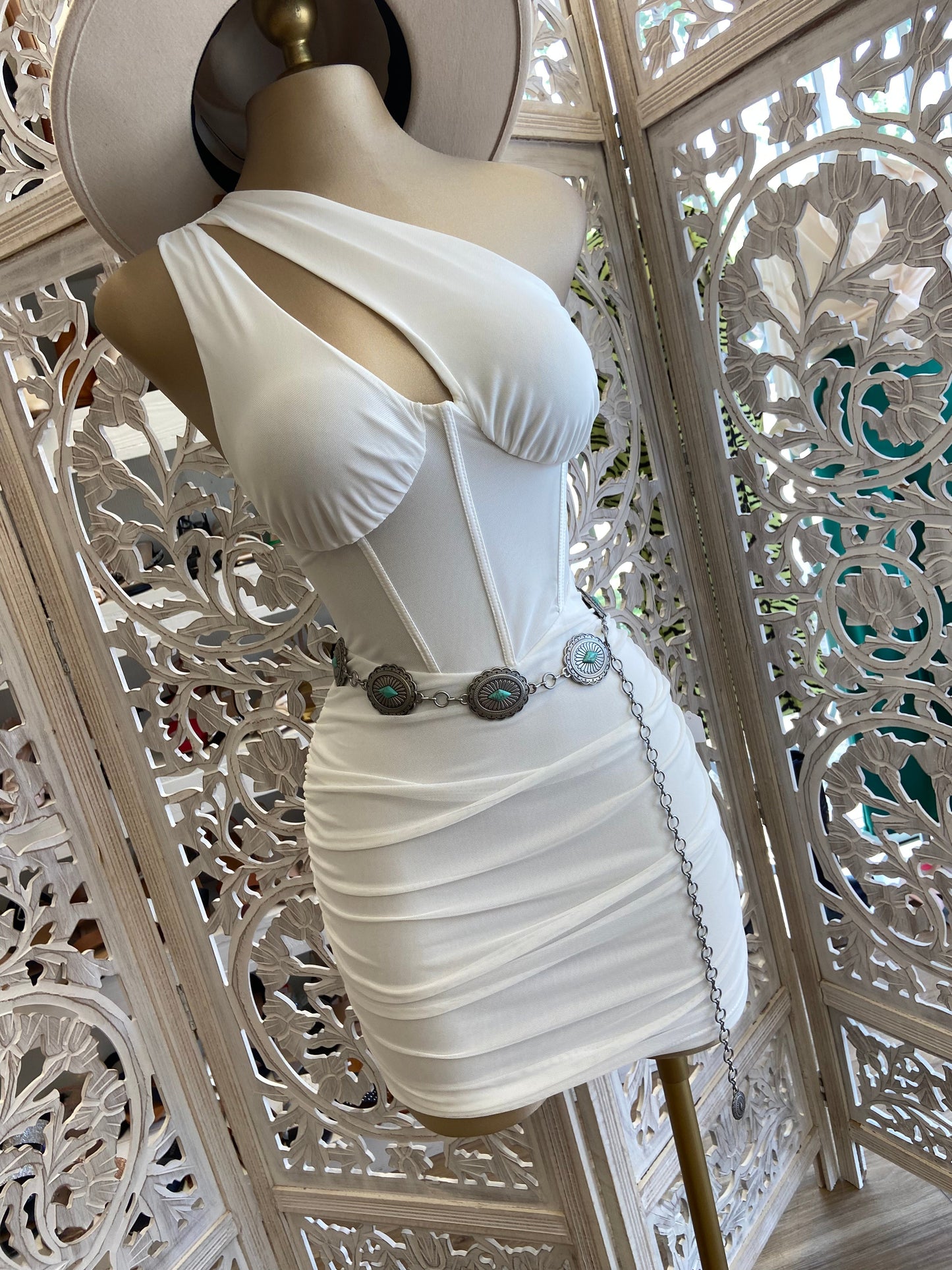 White Cutout Mini Dress