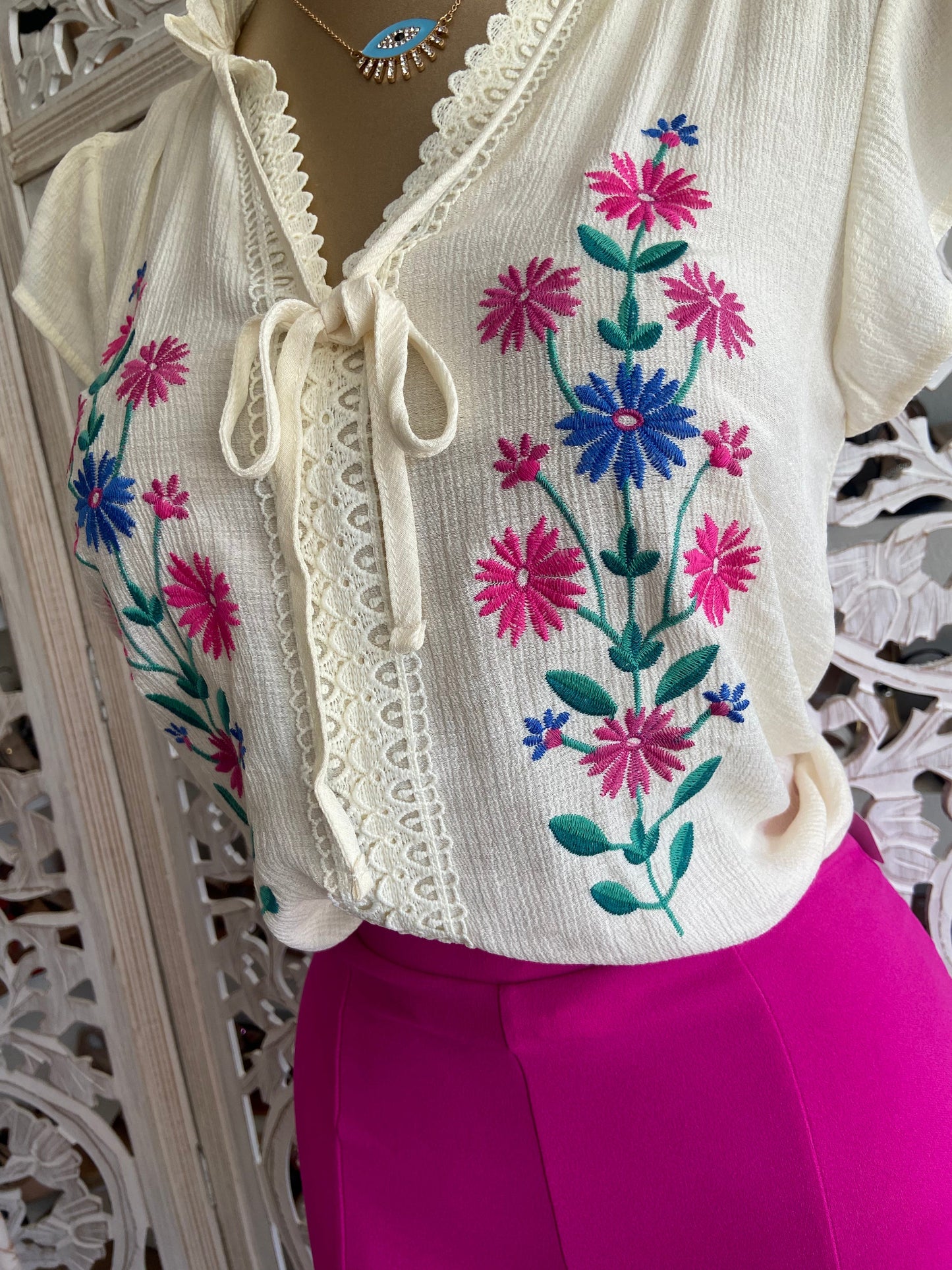 Floral Embroidered Lace Top