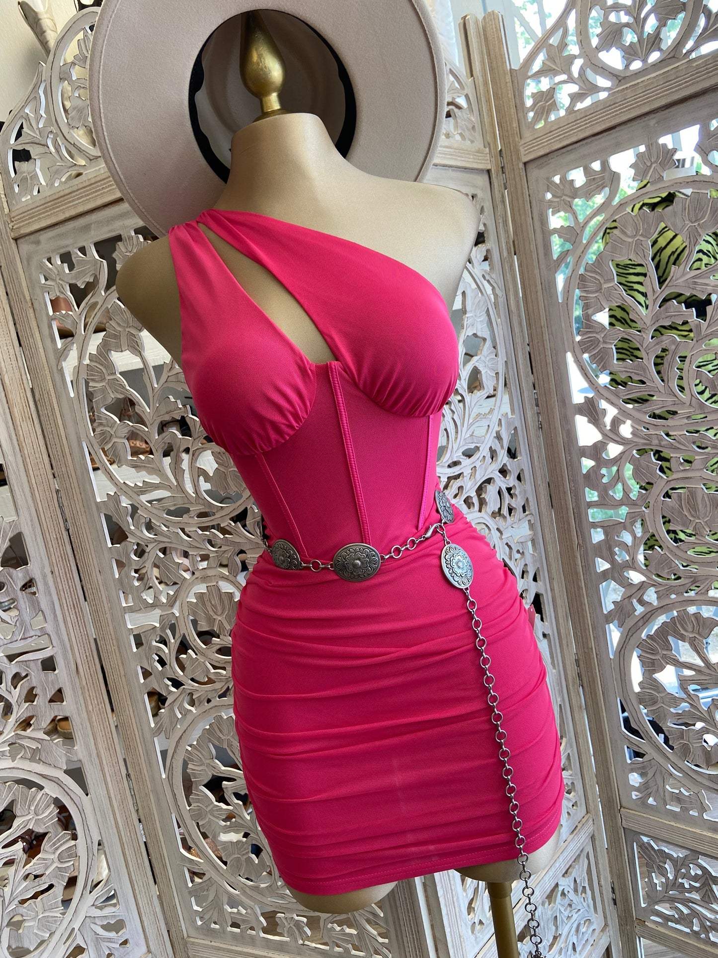 Hot Pink Cutout Mini Dress