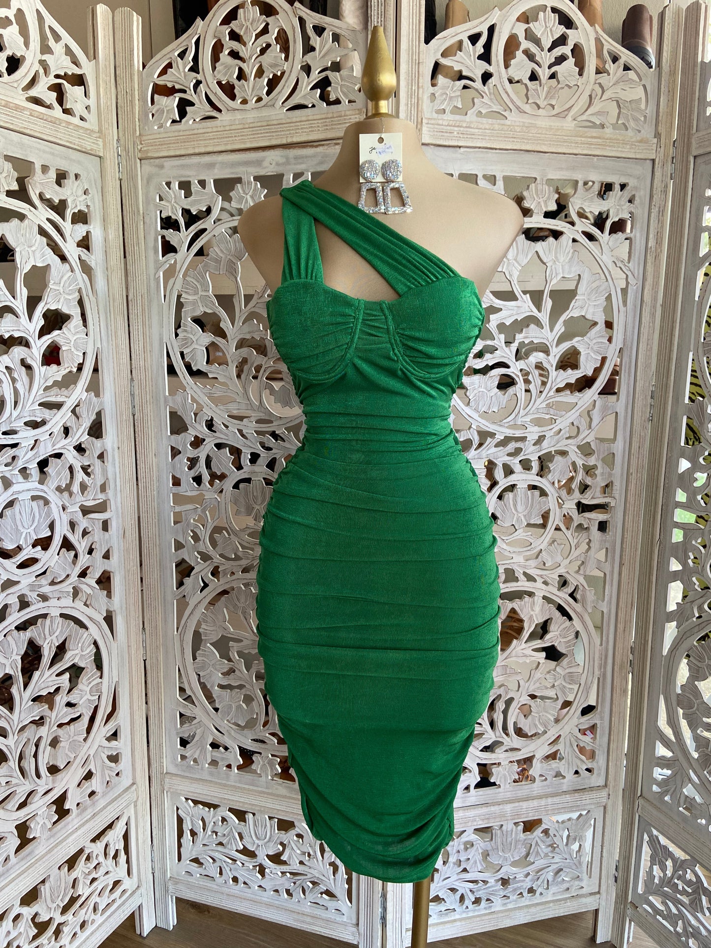 Green Cutout Midi Dress