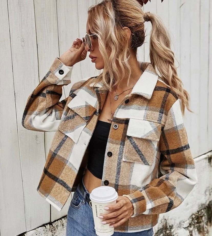 Cropped Flannel Jacket