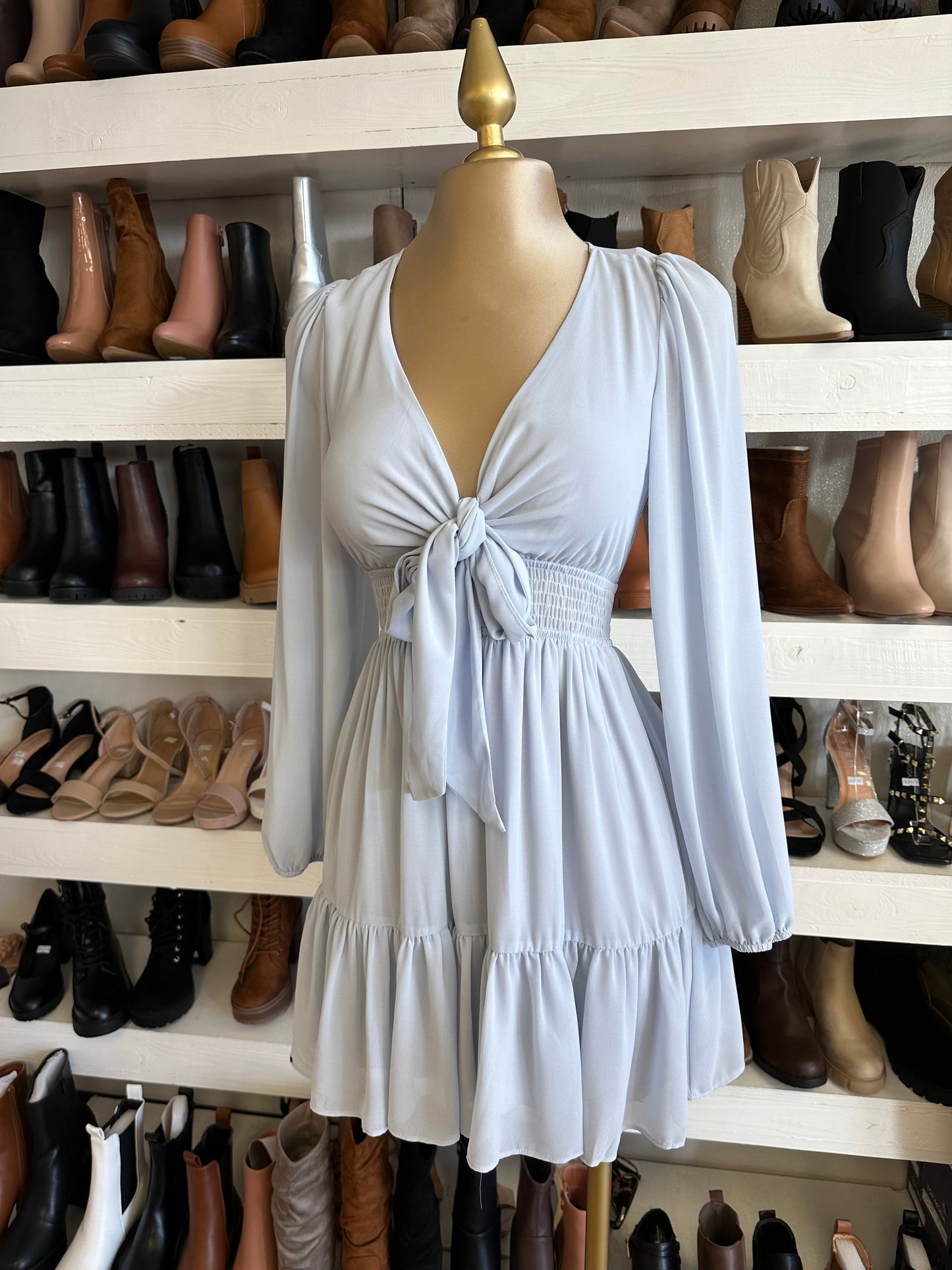 Light Blue Front Bow Dress