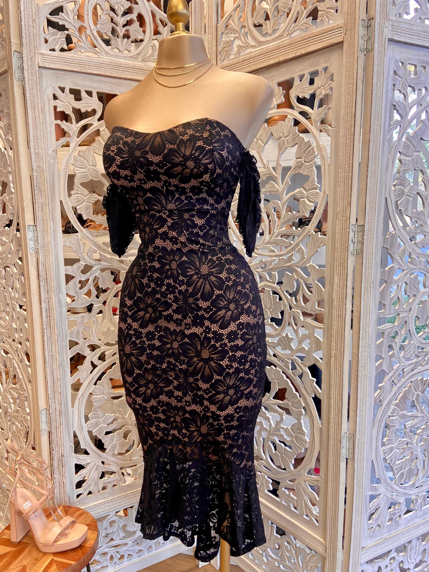 Black Lace Midi Dress