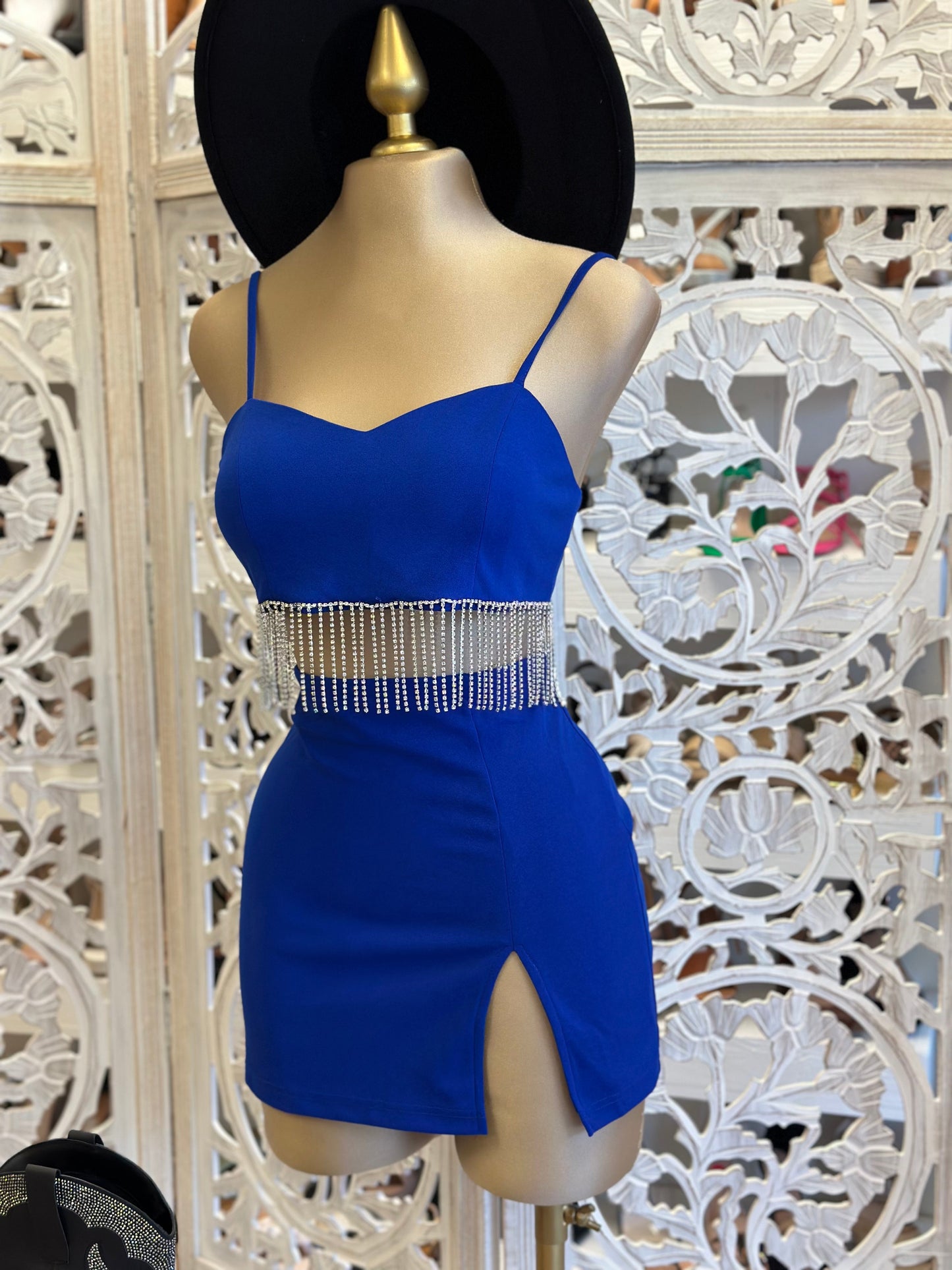 Royal Blue Rhinestone Fringe Mini Set