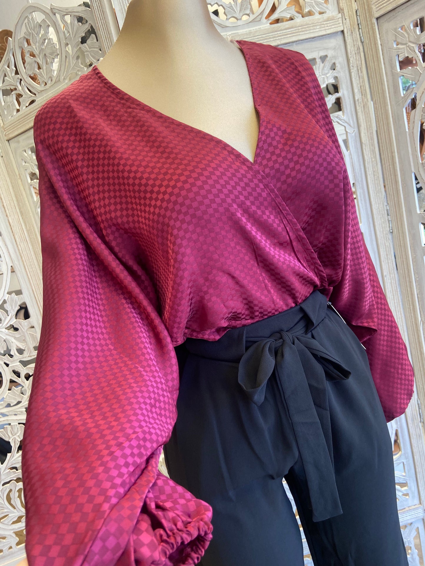 Fuchsia Checkered Blouse