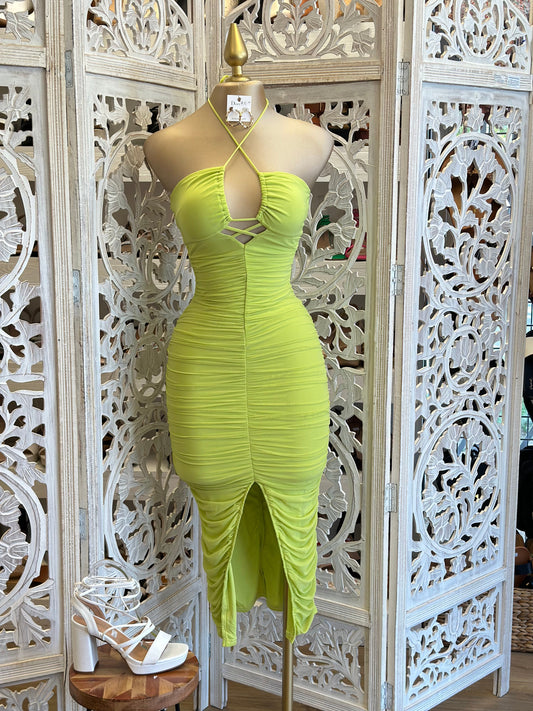 Lime Tie Up Dress