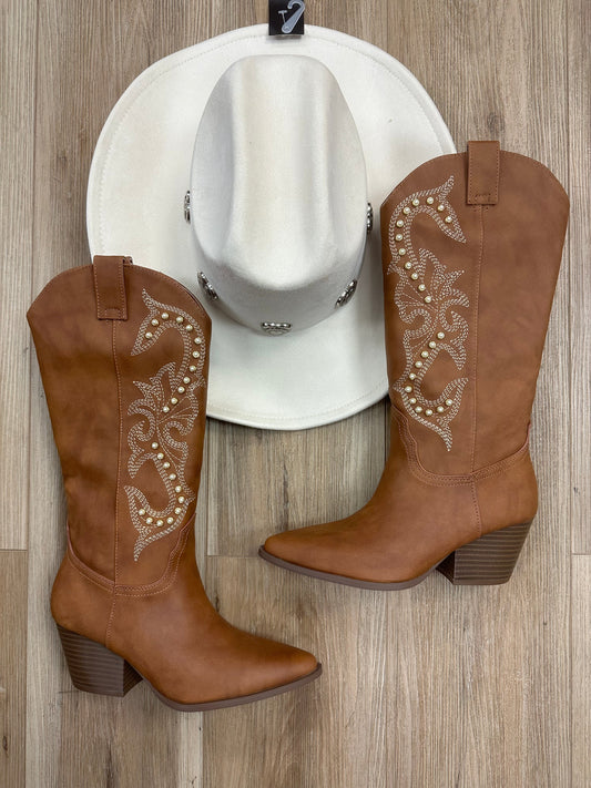 Brown Detailed Western Boots