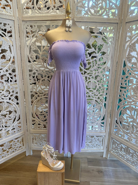 Lavender Smocked Midi Dress