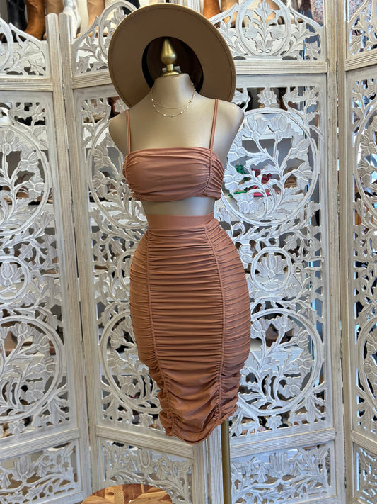 Taupe Ruched Set