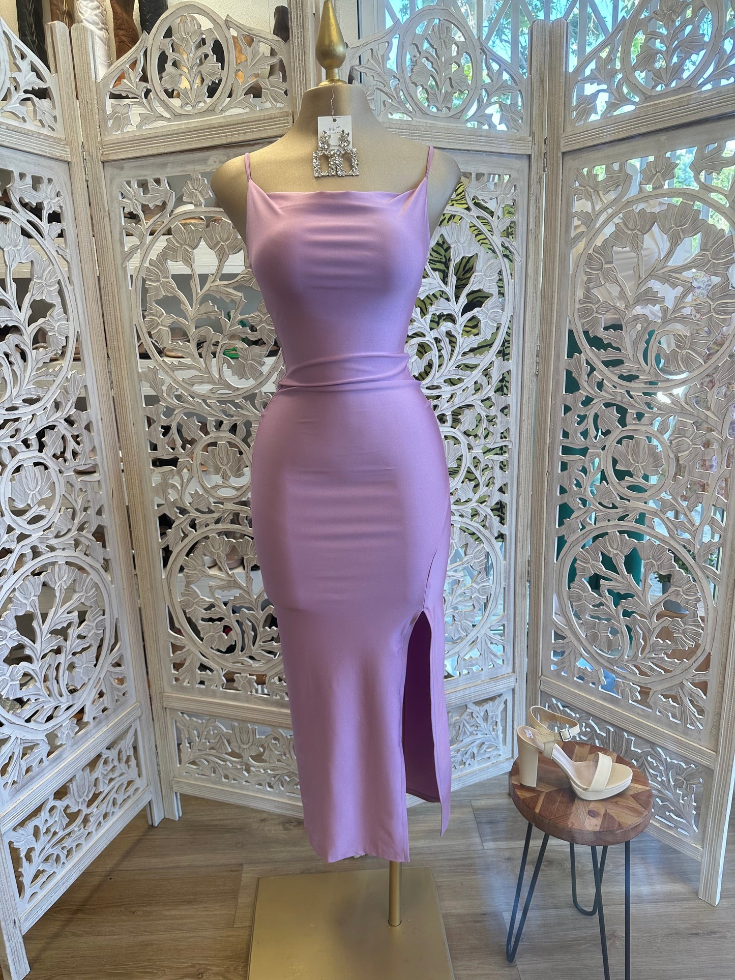 Lavender Cowl Midi Dress