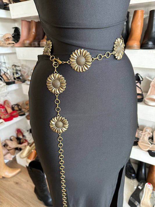 Gold Sunflower Chain Belt