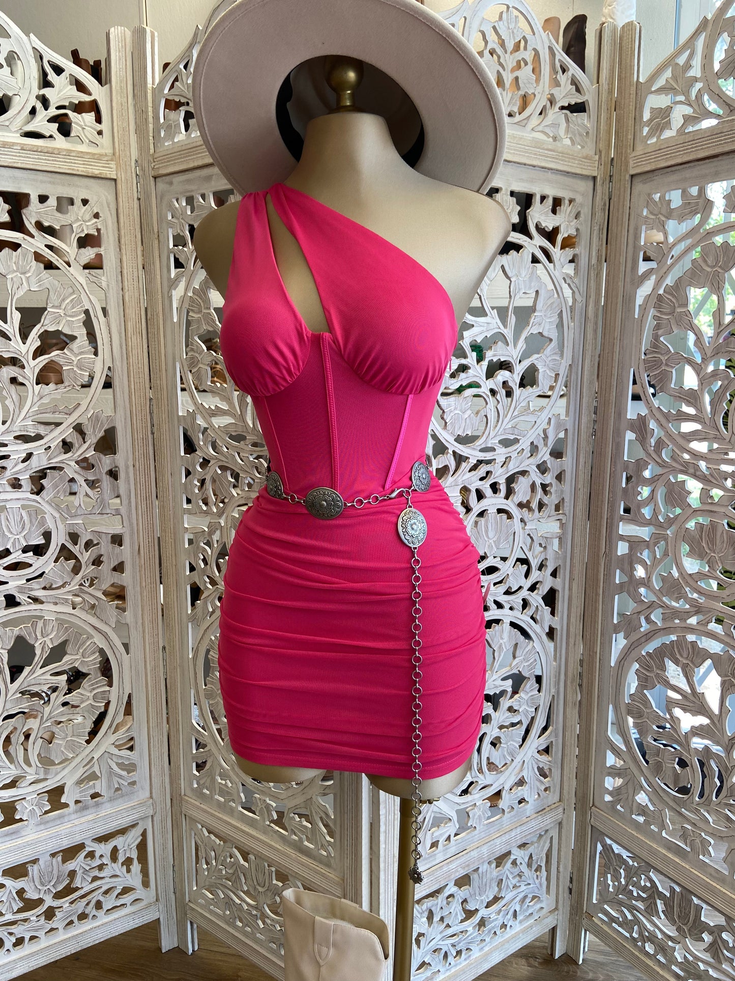 Hot Pink Cutout Mini Dress