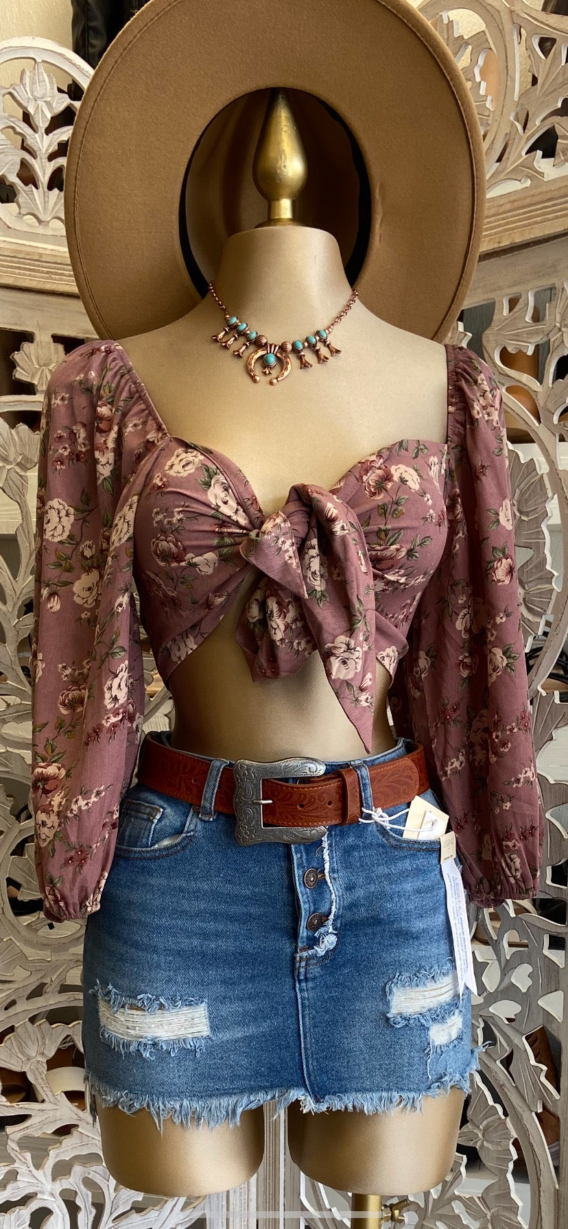 Floral Tie Front Crop