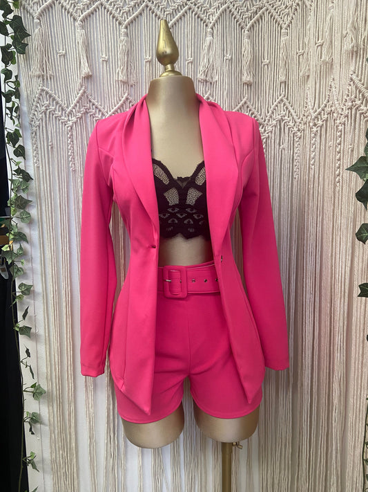 Hot Pink Blazer and Short Set