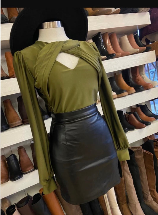 Olive Green Cutout Top