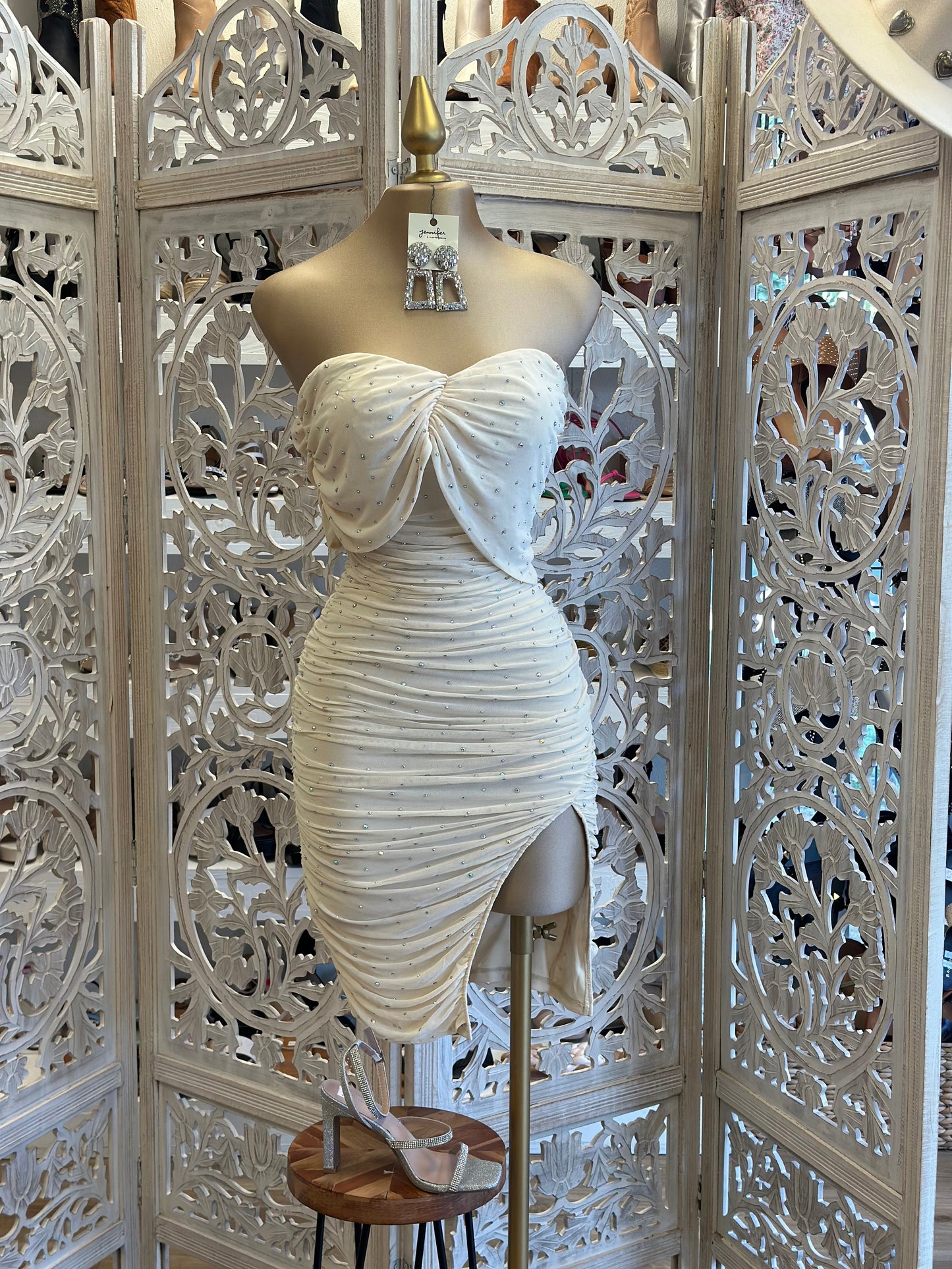 Ivory Rhinestone Detail Dress