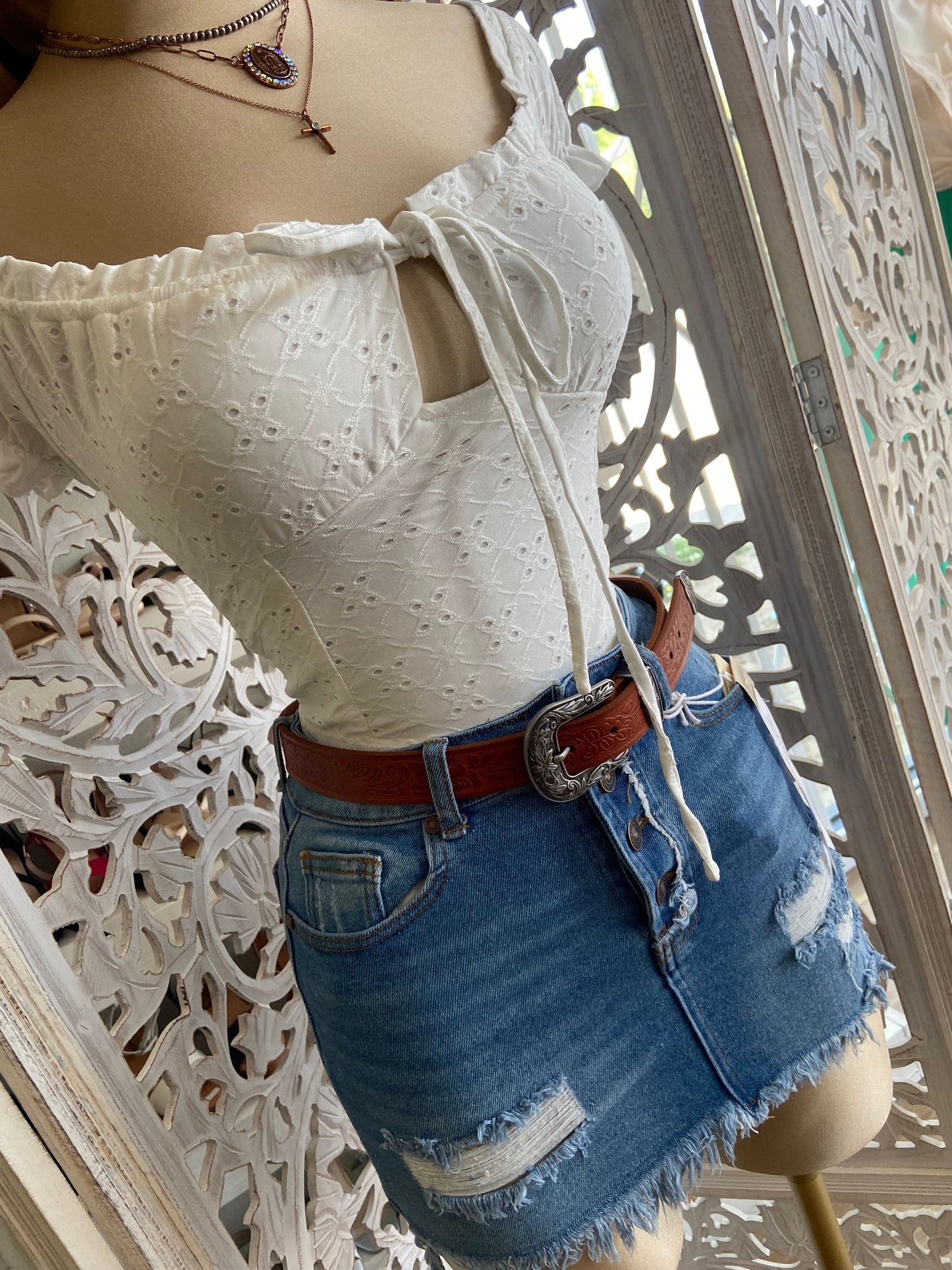 White Eyelet Top