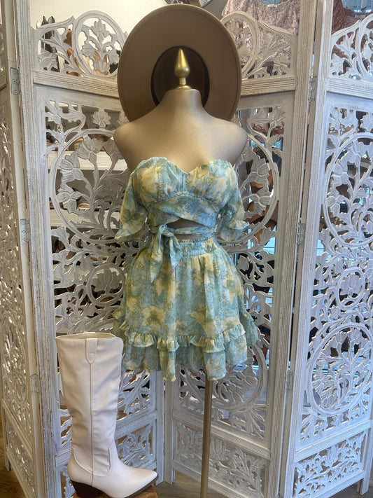 Blue Mint Floral Set