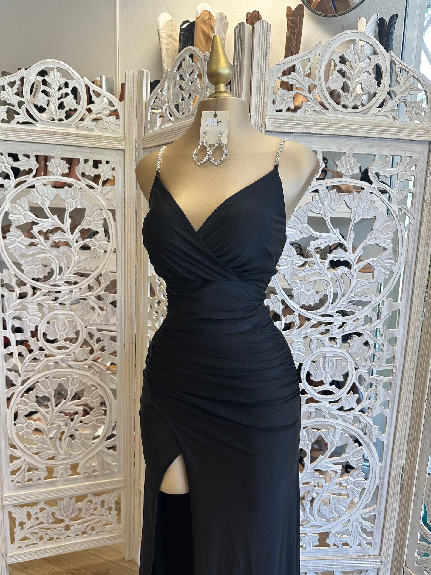 Black Rhinestone Strap Dress