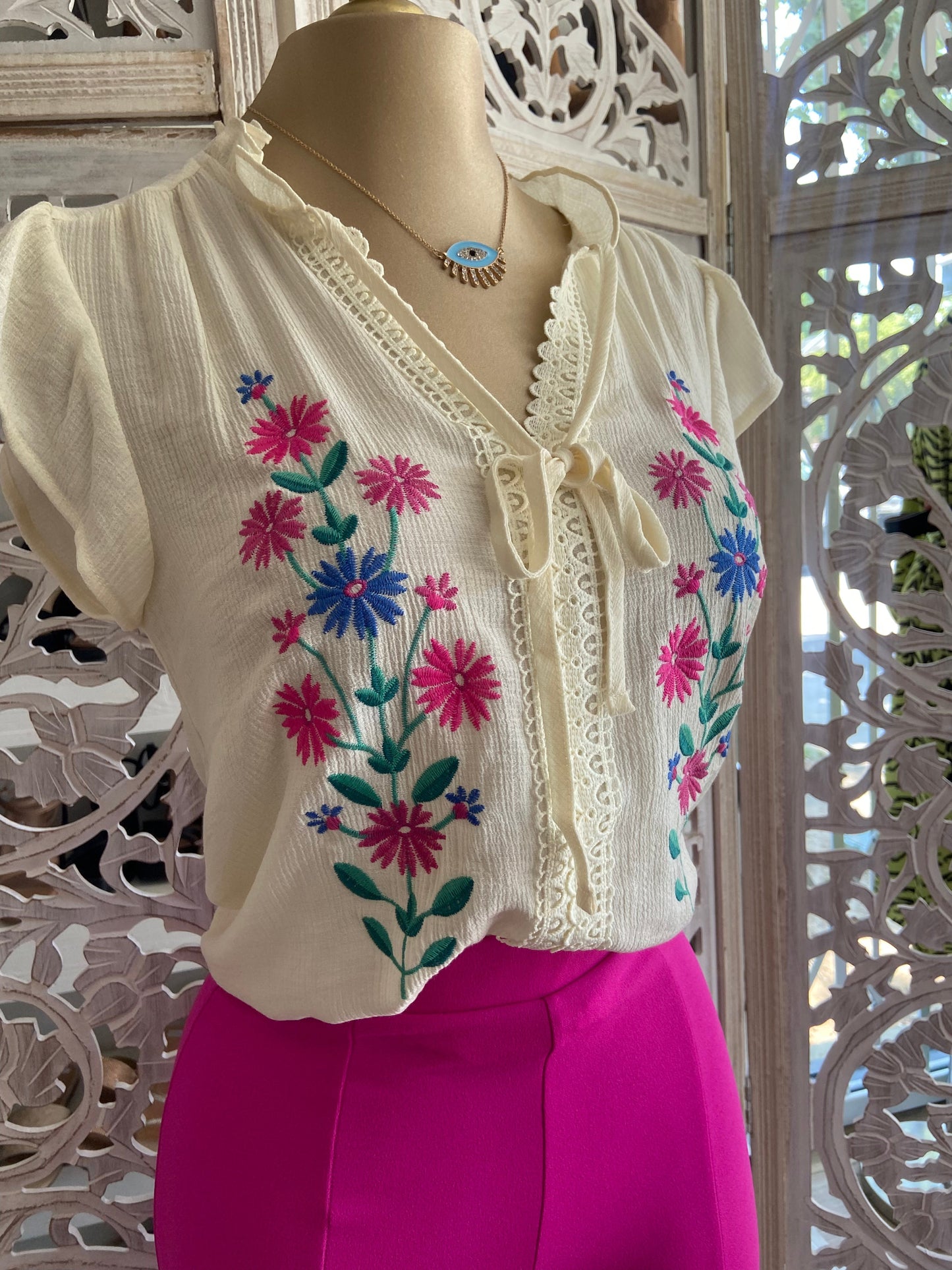 Floral Embroidered Lace Top