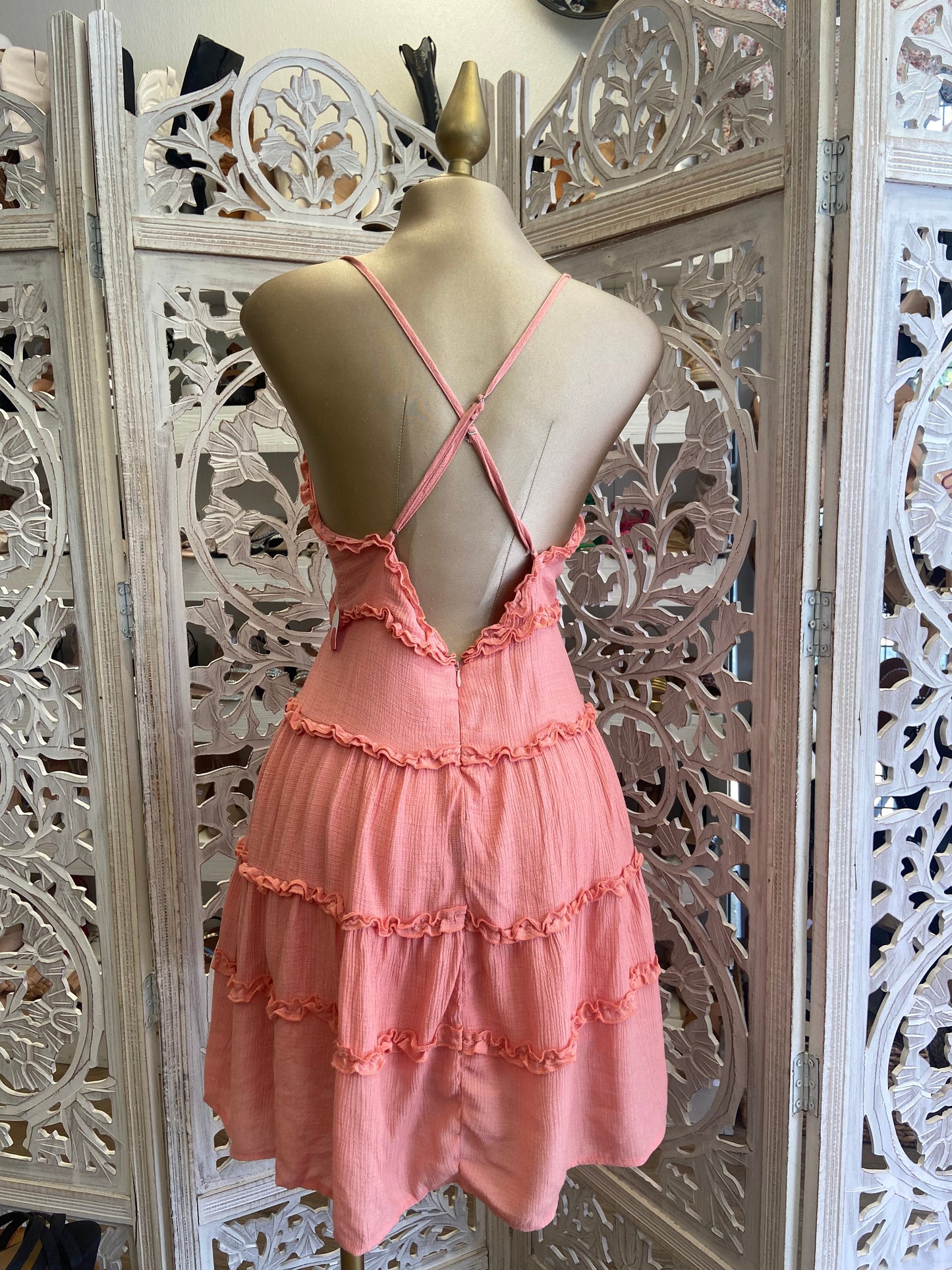 Crossback Pink Flowy Dress