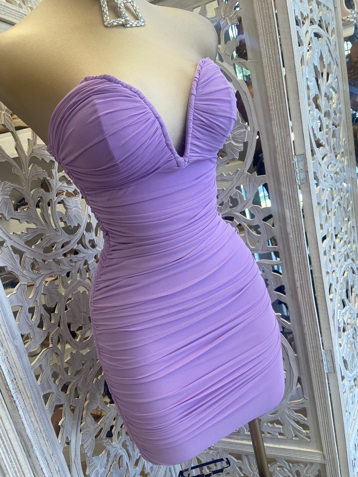 Lavender Heart Lined Mini Dress